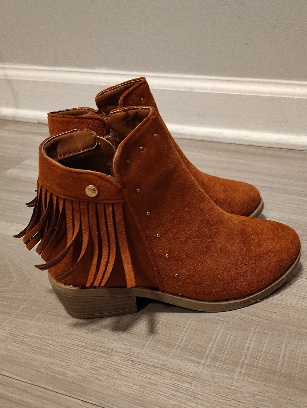 Lucky Brand Rust Suede Fringe Ankle Boots